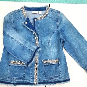 Chicos chain and pearl jean jacket